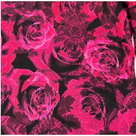 Talbots 100% Merino Wool Floral Long Sleeve Shirt Sweater Light Roses - Picture 5 of 6